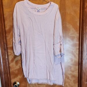 Umgee Relaxed Purple Tunic with Ribbed 3/4 Sleeves